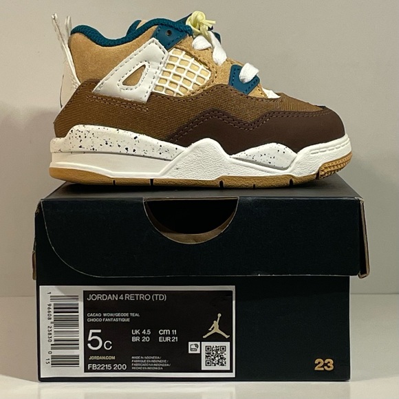 ❌SOLD❌[BRAND NEW] AIR JORDAN 4 RETRO CACAO WOW TODDLER SHOES SIZE 5C SNEAKERS 🥥 - Picture 6 of 15